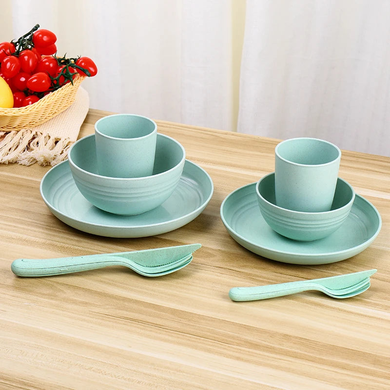 6 Piece Set Non-toxic and Eco-friendly Dinnerware for Toddlers and Kids