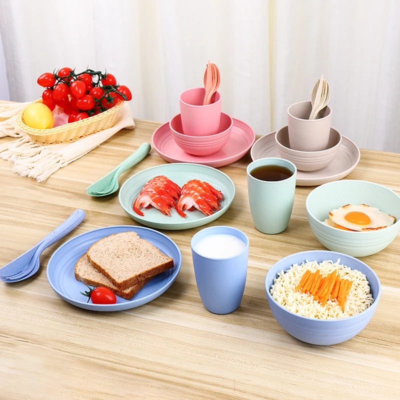 6 Piece Set Non-toxic and Eco-friendly Dinnerware for Toddlers and Kids